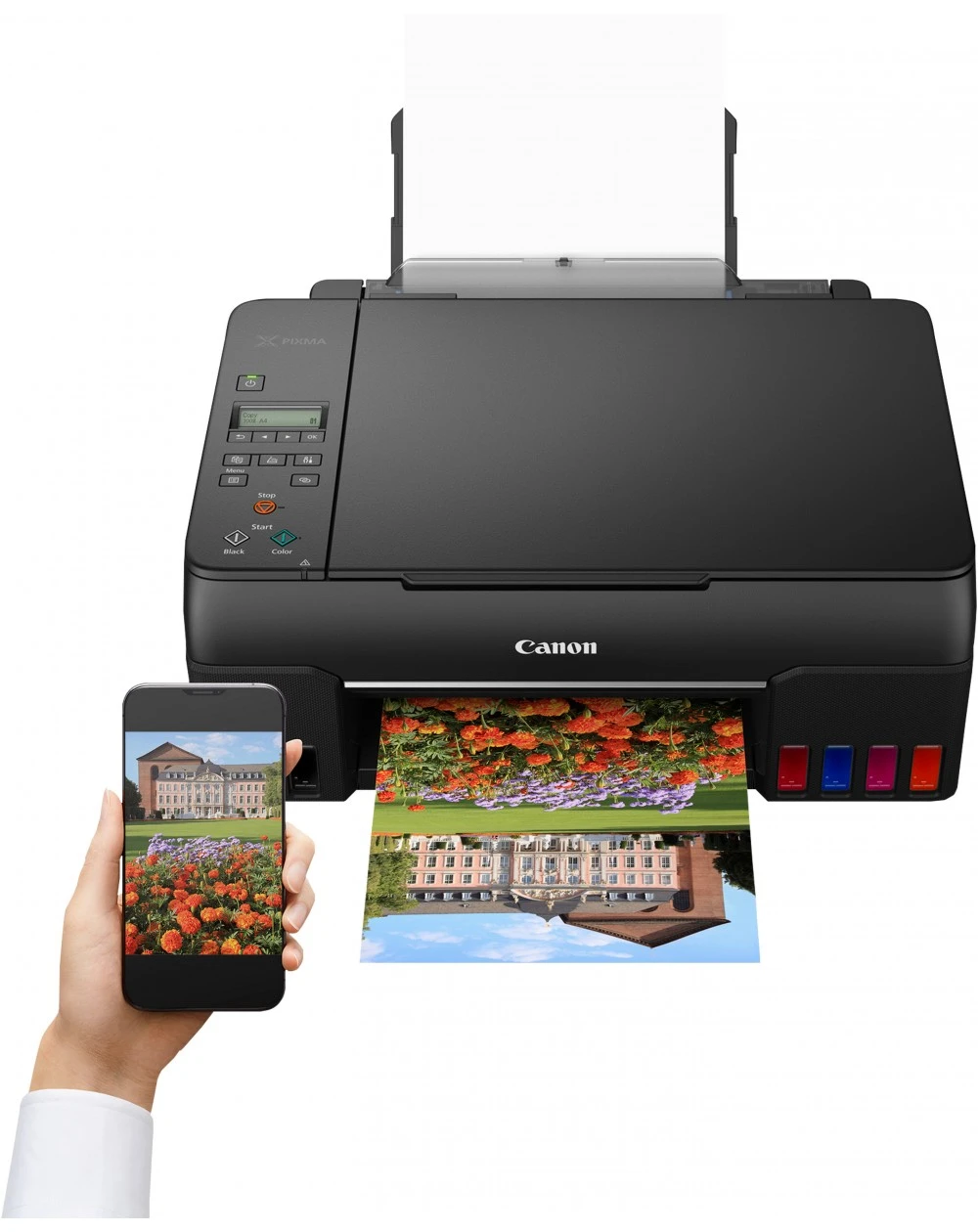 Imprimante Canon PIXMA G640 avec réservoirs d’encre rechargeables, idéale pour des impressions économiques, une qualité exceptionnelle et des fonctionnalités multifonctions.